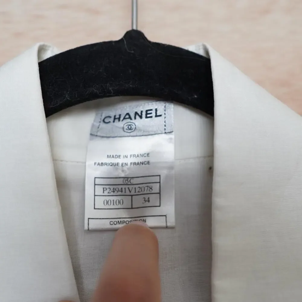 Authentic Chanel Tie Neck Sleeveless Blouse FR34